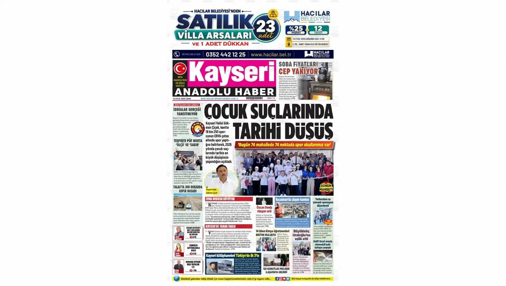 Kayseri yerel gazeteleri 11 Eylül sabahına hangi manşetlerle çıktı?