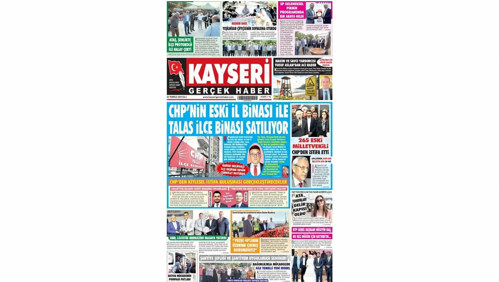 Kayseri yerel gazeteleri 28 Temmuz sabahına hangi manşetlerle çıktı?
