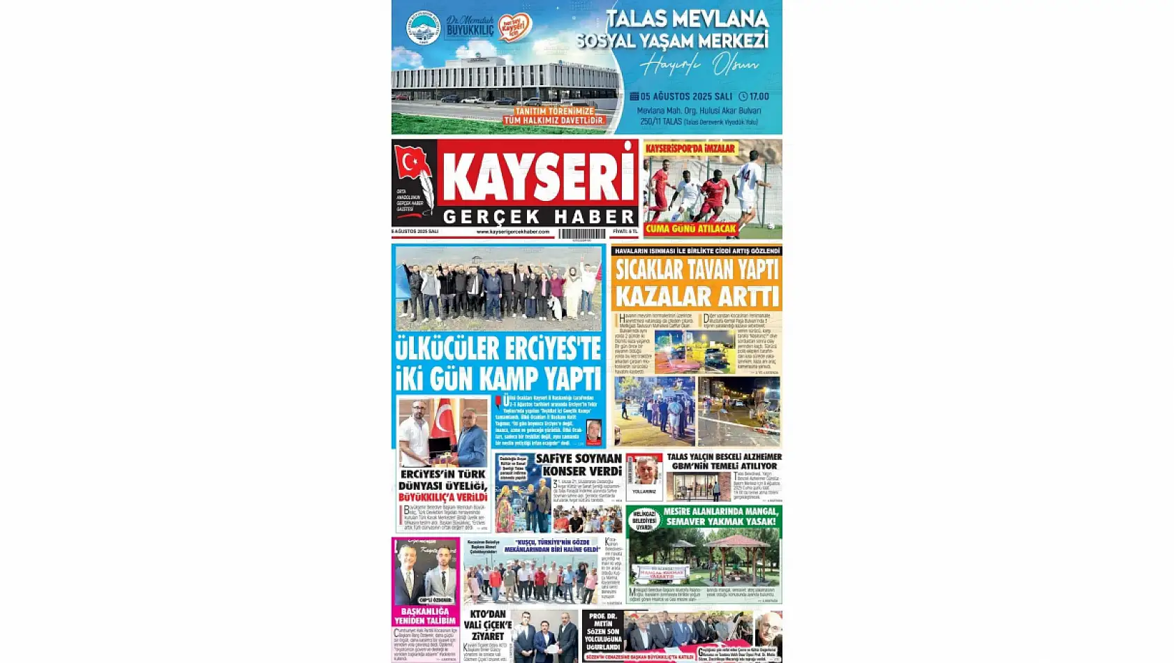 İşte Kayseri Gazetelerinde 5 Ağustos Salı gündemi…