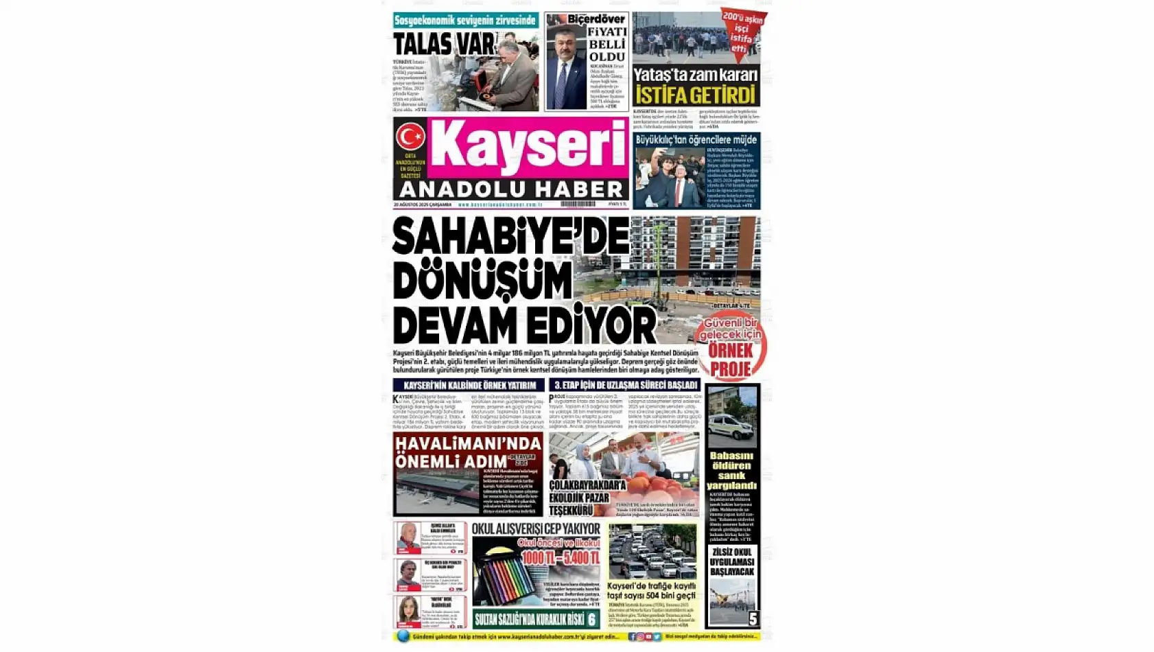 Kayseri gazeteleri 20 Ağustos Çarşamba gündemi – İşte öne çıkan manşetler!