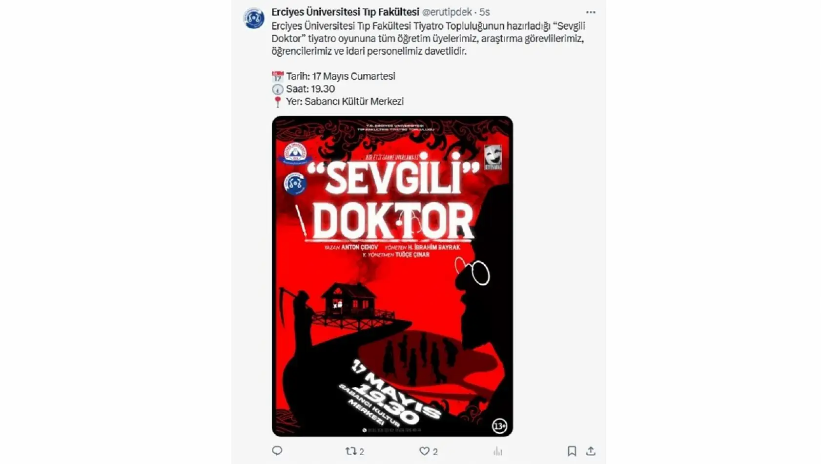 Kayseri'de 13 Mayıs Salı günü sosyal medya hesaplarında neler paylaşıldı?