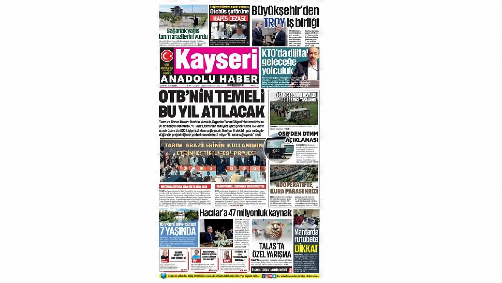 Kayseri Gazeteleri'nde 16 Mayıs Cuma gündemi belli oldu!