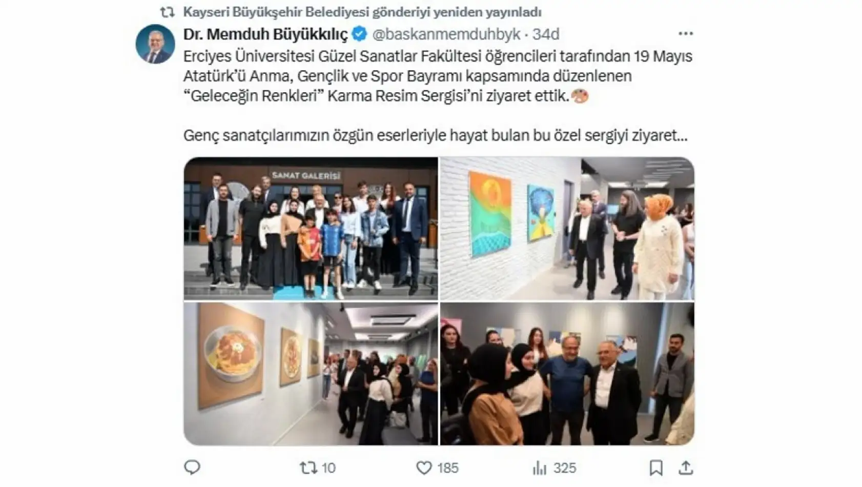 Kayseri'de 19 Mayıs Pazartesi günü sosyal medya hesaplarında neler paylaşıldı?