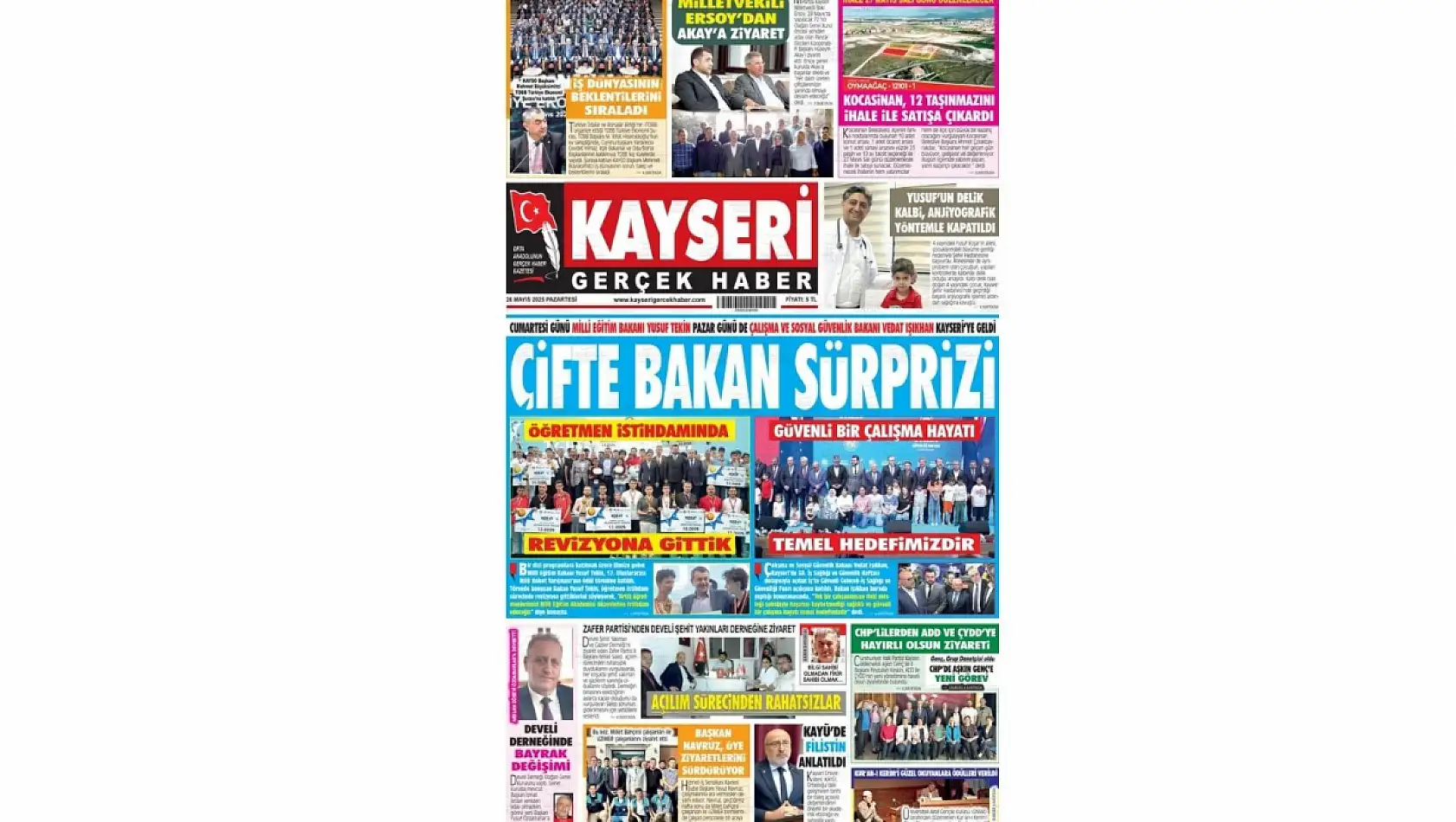Kayseri'de yerel basın haftanın ilk gününe hangi manşetlerle çıktı? (26 Mayıs)