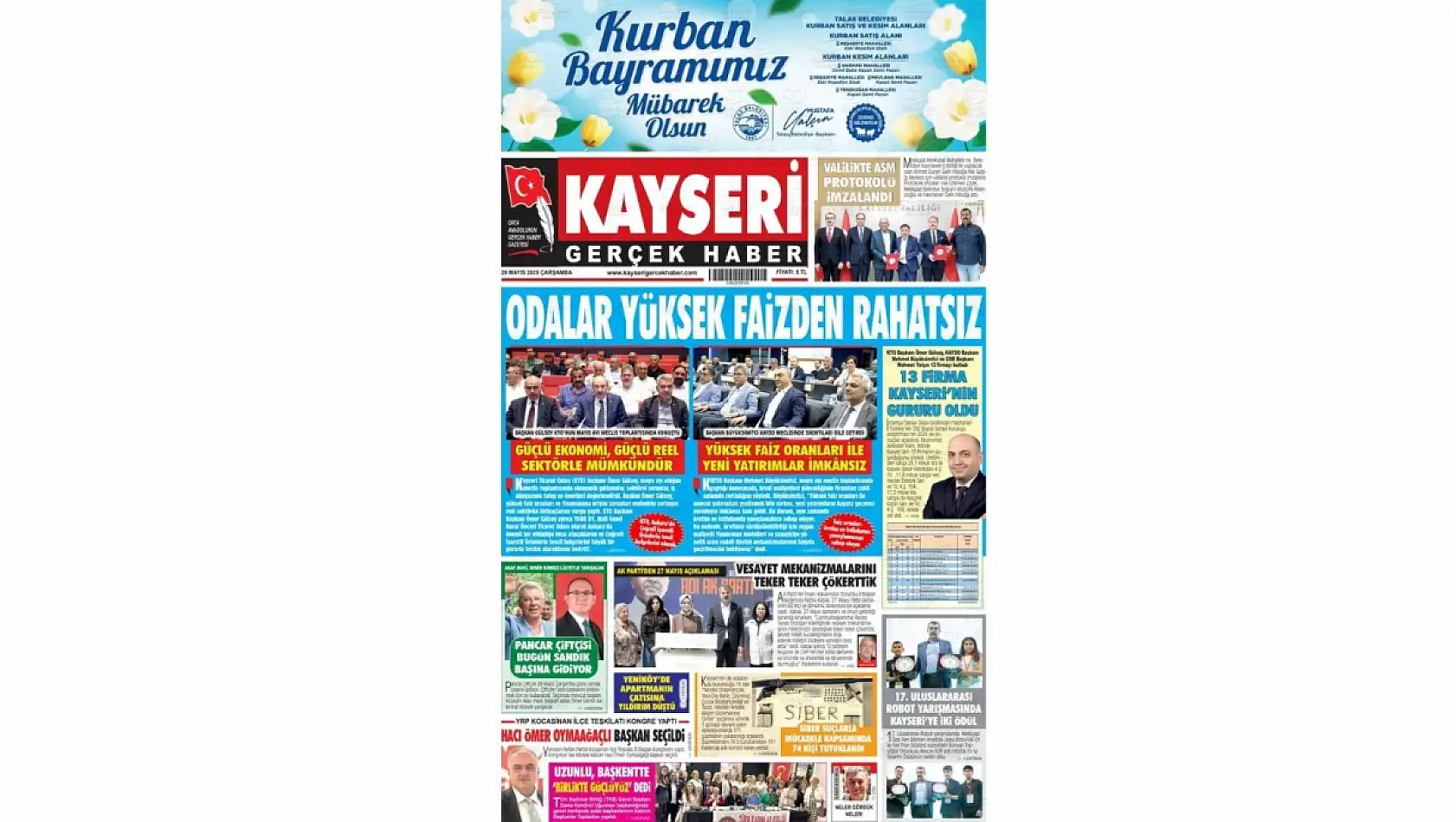 Kayseri Gazeteleri'nde 28 Mayıs Çarşamba gündemi belli oldu!