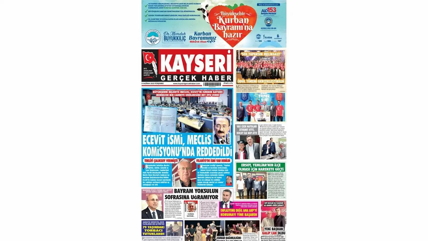 Kayseri Gazetelerinde Arife günü gündemi – Kurban Pazarı, Kira Krizi, Bülent Ecevit...