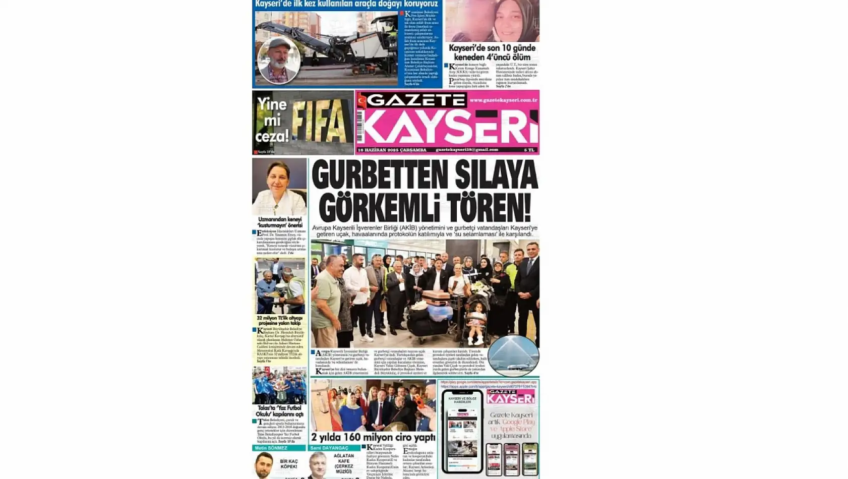 Kayseri Gazetelerinde 18 Haziran Çarşamba gündemi –  Gurbetçiler, Kene ve Öğretmenevi…