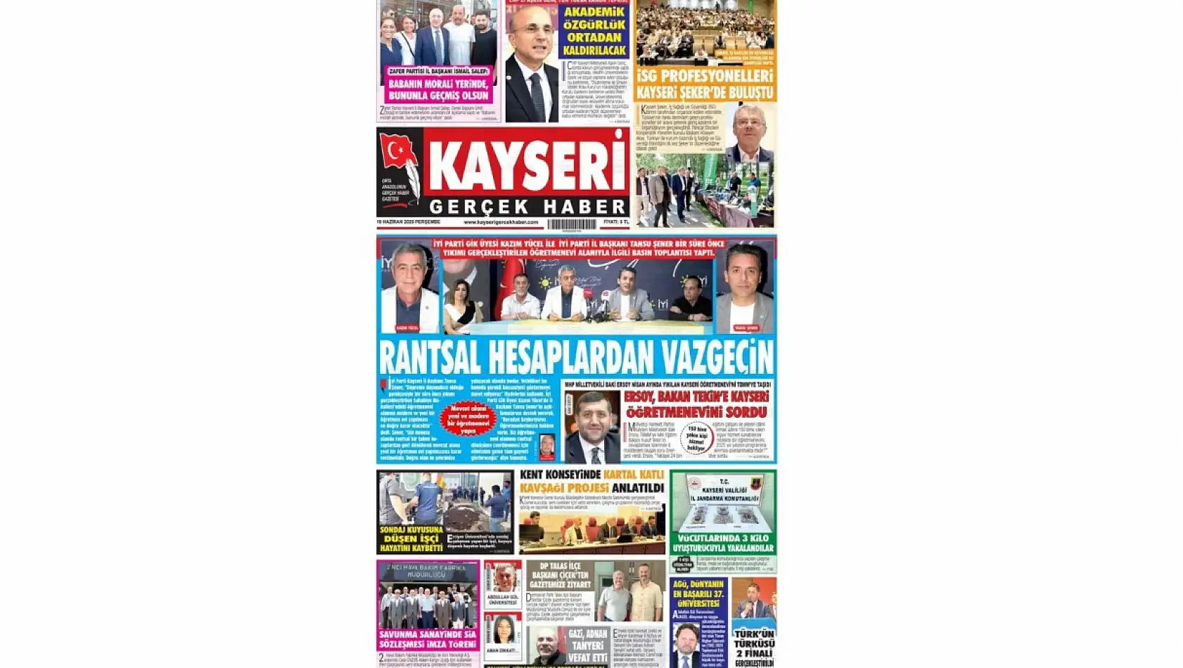 Kayseri gazeteleri bugün hangi haberi gündem belirledi – İşte öne çıkan manşetler!