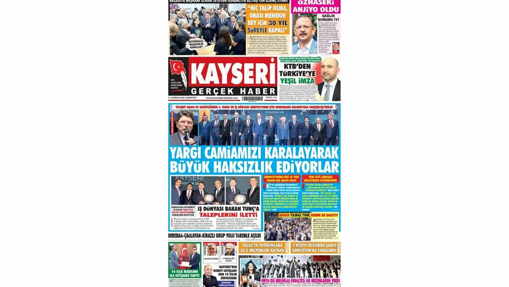 Kayseri gazeteleri 21 Haziran Cumartesi gündemi – İşte öne çıkan manşetler!