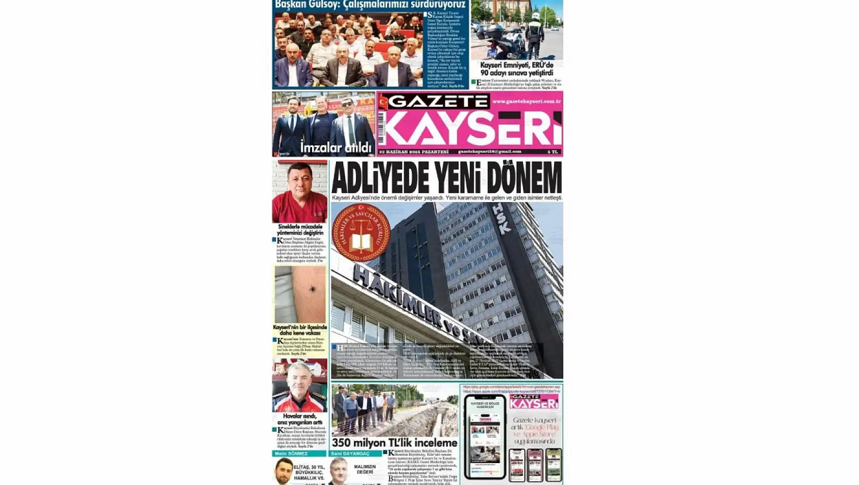 Kayseri Gazetelerinde 23 Haziran Pazartesi gündemi belli oldu!