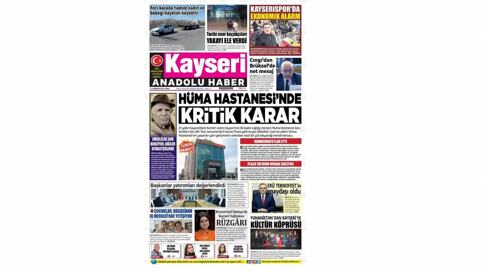 Kayseri gazeteleri 27 Haziran Cuma gündemi – İşte öne çıkan manşetler!