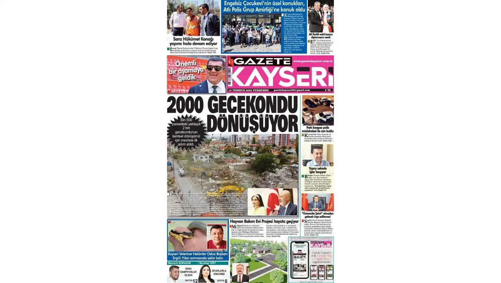 Kayseri Gazetelerinde 10 Temmuz Perşembe gündemi – Argıncık, Düğün masrafları…