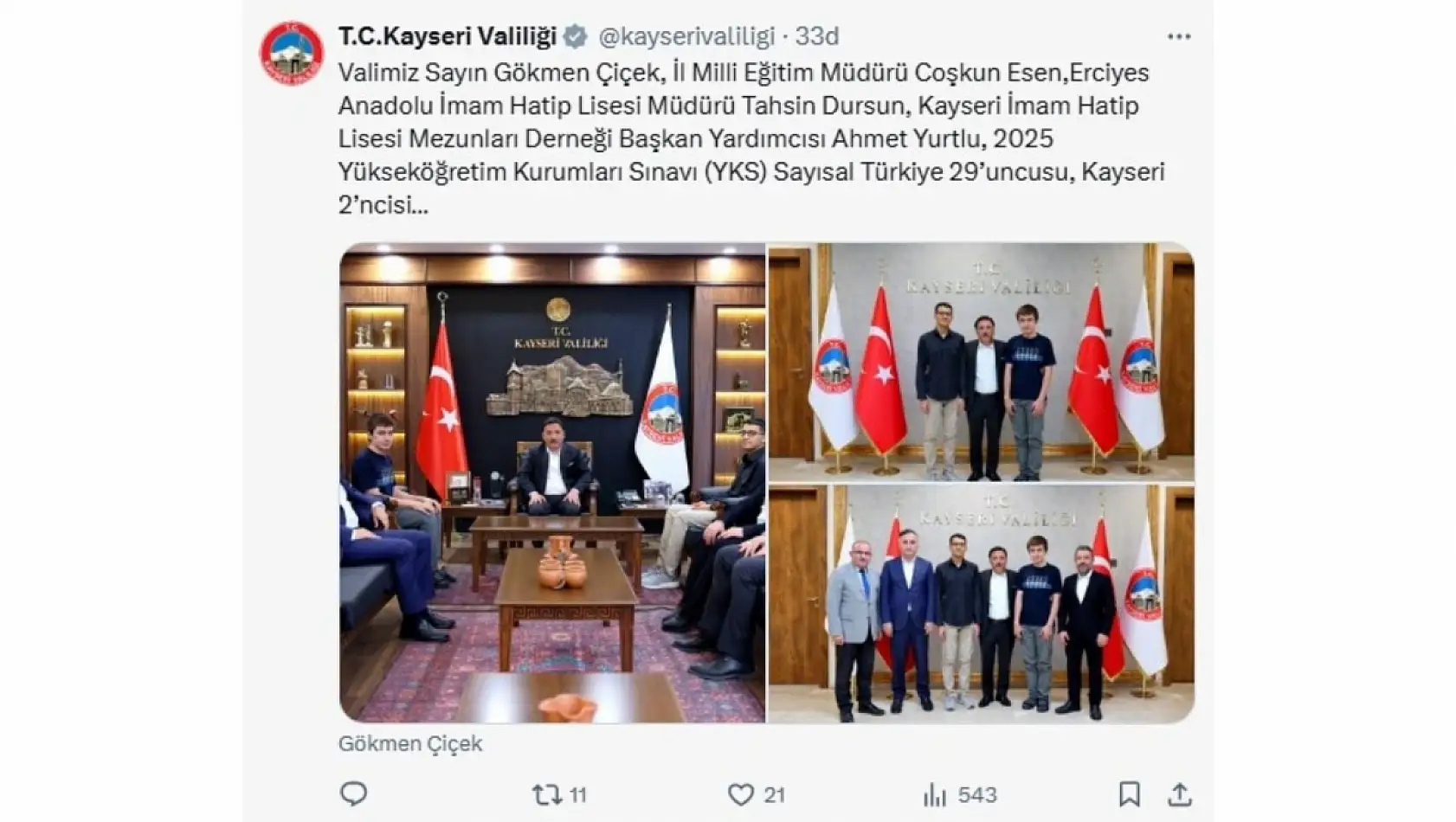 Kayseri'de 23 Temmuz Çarşamba günü sosyal medya hesaplarında neler paylaşıldı?