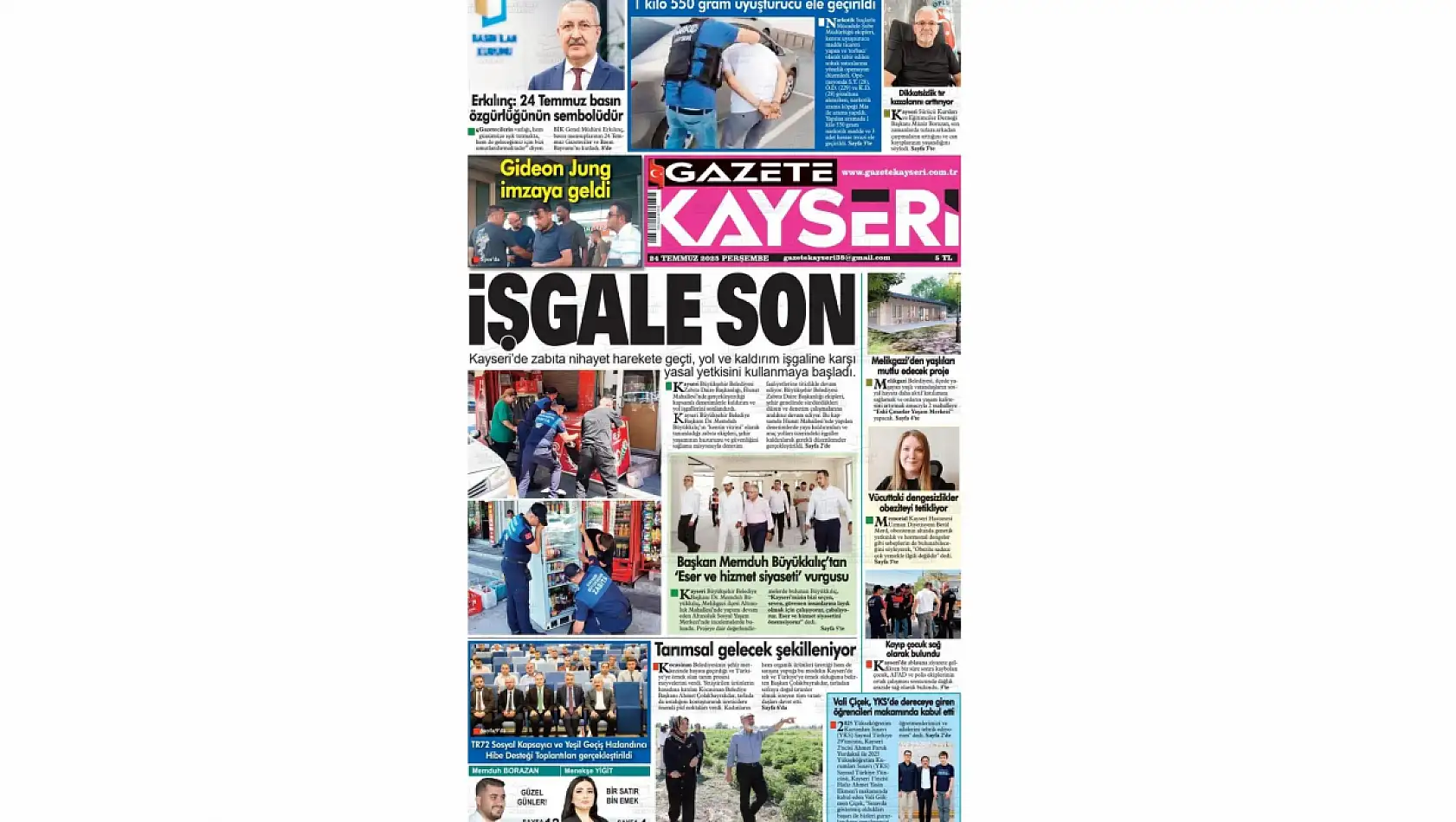 İşte Kayseri Gazetelerinde 24 Temmuz Perşembe gündemi…