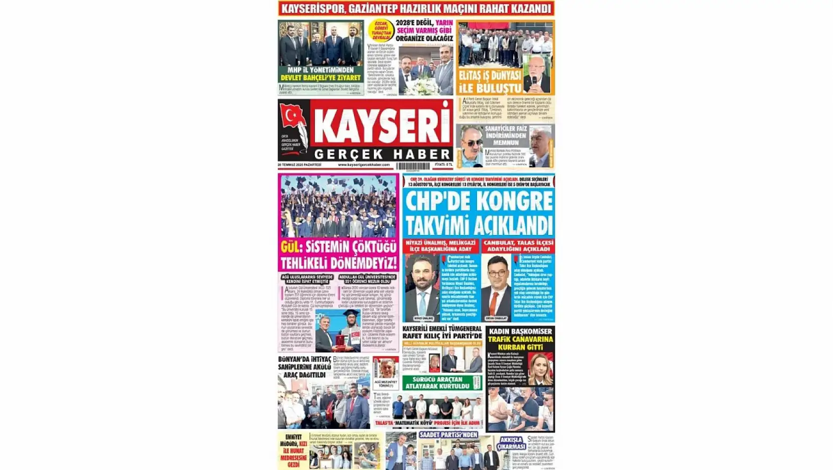 Kayseri gazeteleri 28 Temmuz Pazartesi gündemi – İşte öne çıkan manşetler!