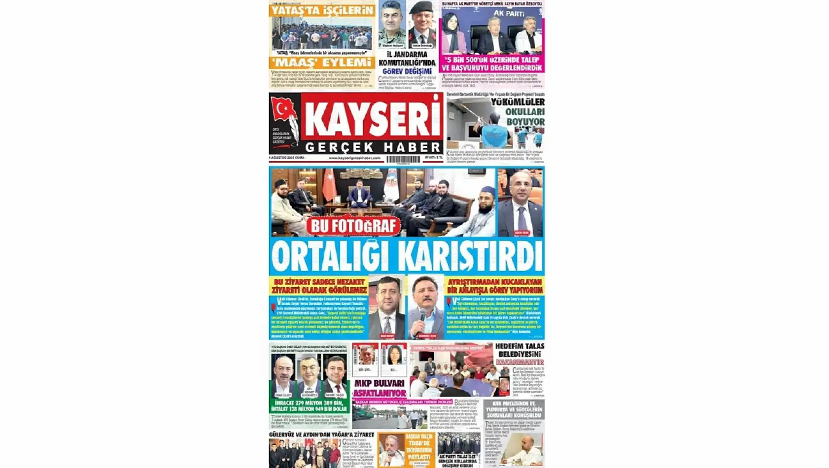 İşte Kayseri Gazetelerinde 1 Ağustos Cuma gündemi…