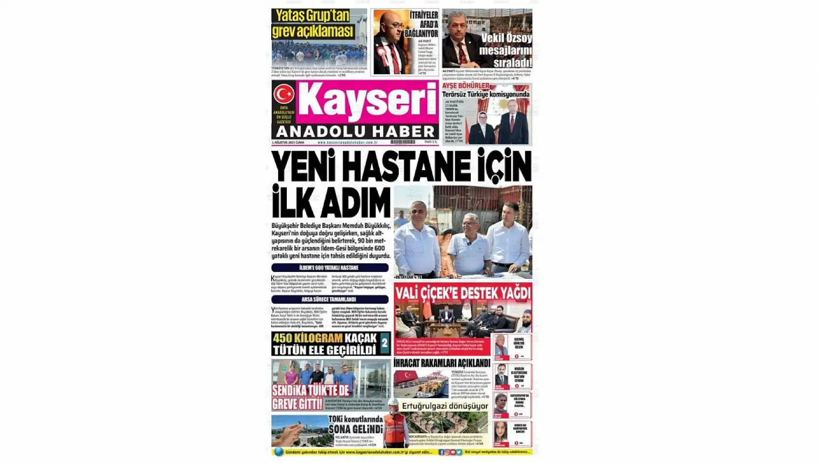 İşte Kayseri Gazetelerinde 1 Ağustos Cuma gündemi…