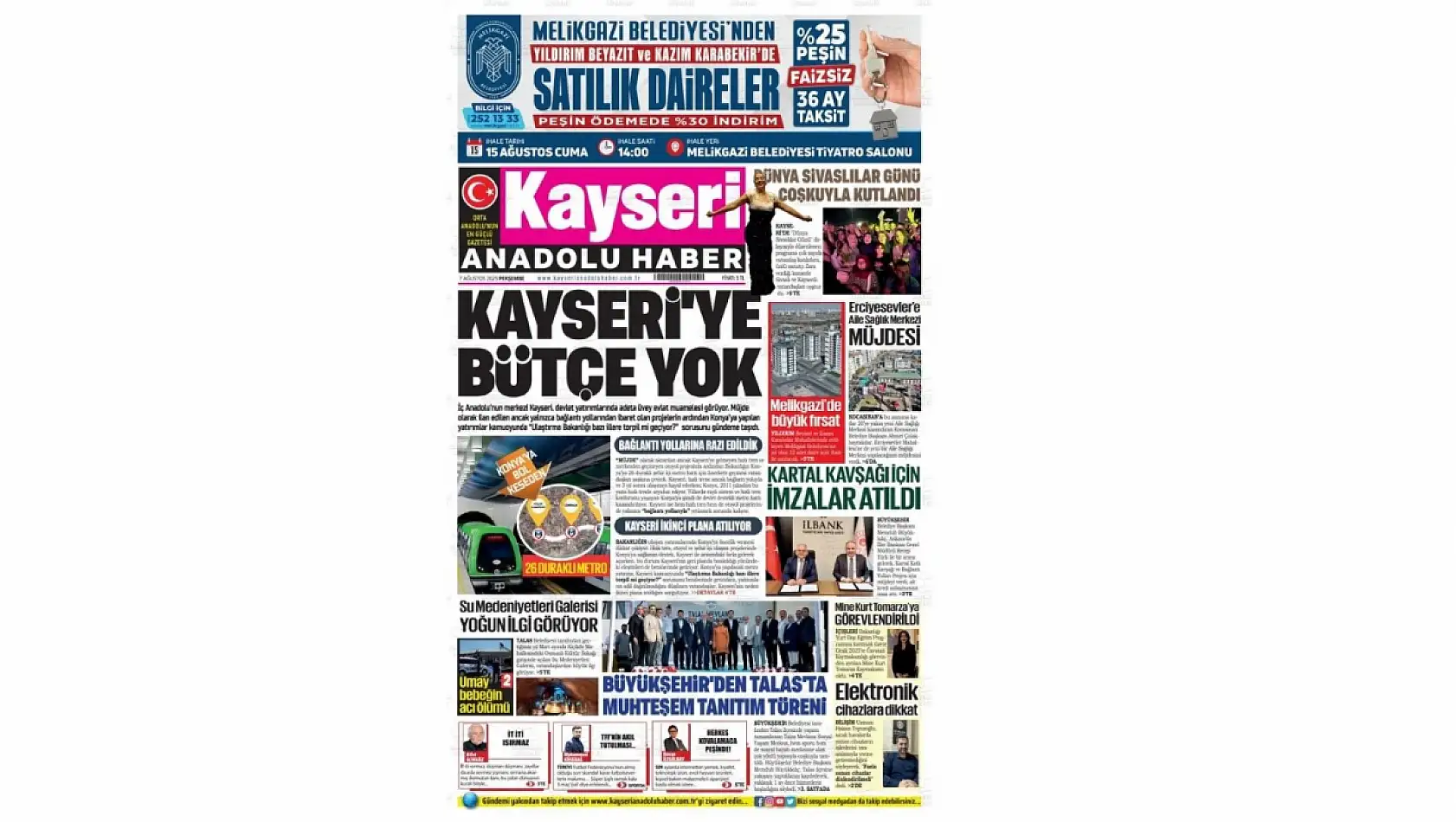 Kayseri Gazetelerinde 7 Ağustos Perşembe gündemi –  Kaza, Üvey evlat, Talas...