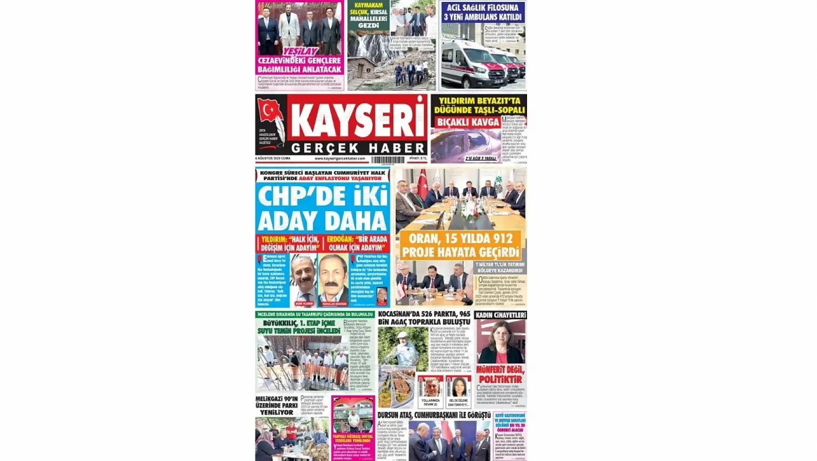 İşte Kayseri Gazetelerinde 8 Ağustos Cuma gündemi…