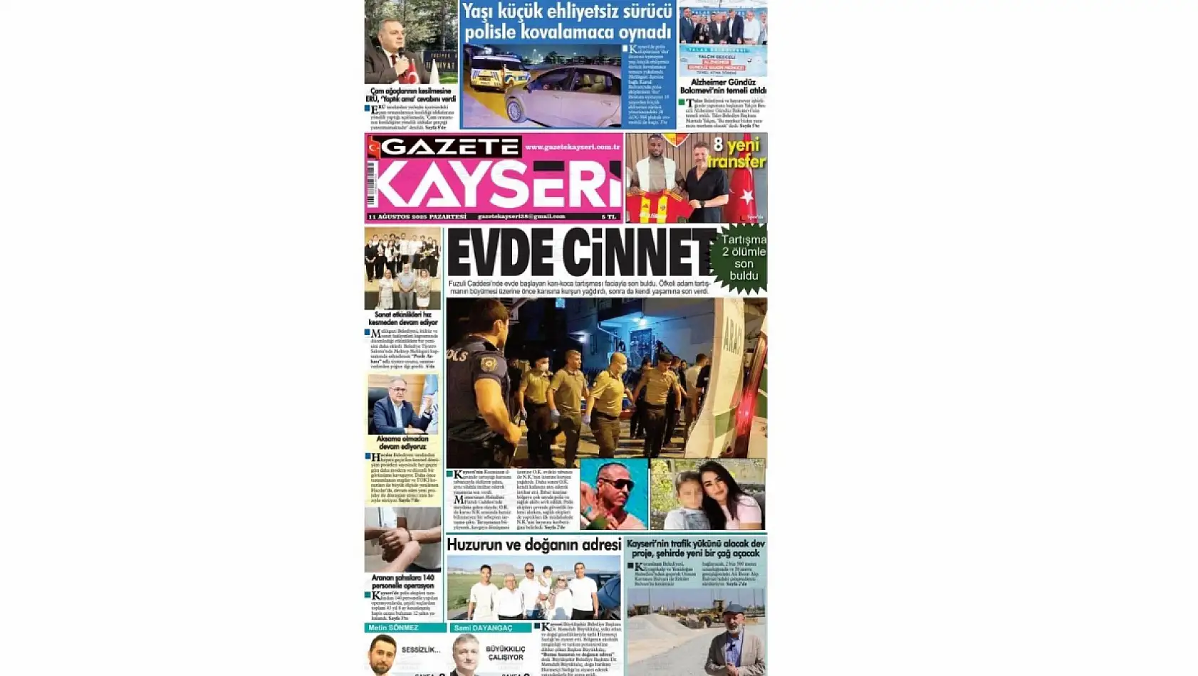 Kayseri gazeteleri 11 Ağustos Pazartesi gündemi – İşte öne çıkan manşetler!