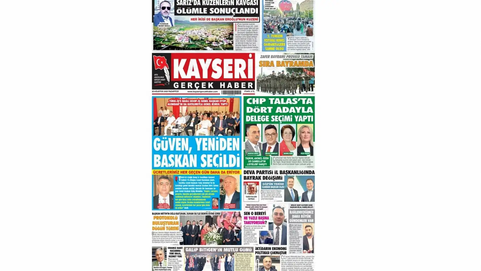 Kayseri gazeteleri 25 Ağustos Pazartesi gündemi – İşte öne çıkan manşetler!