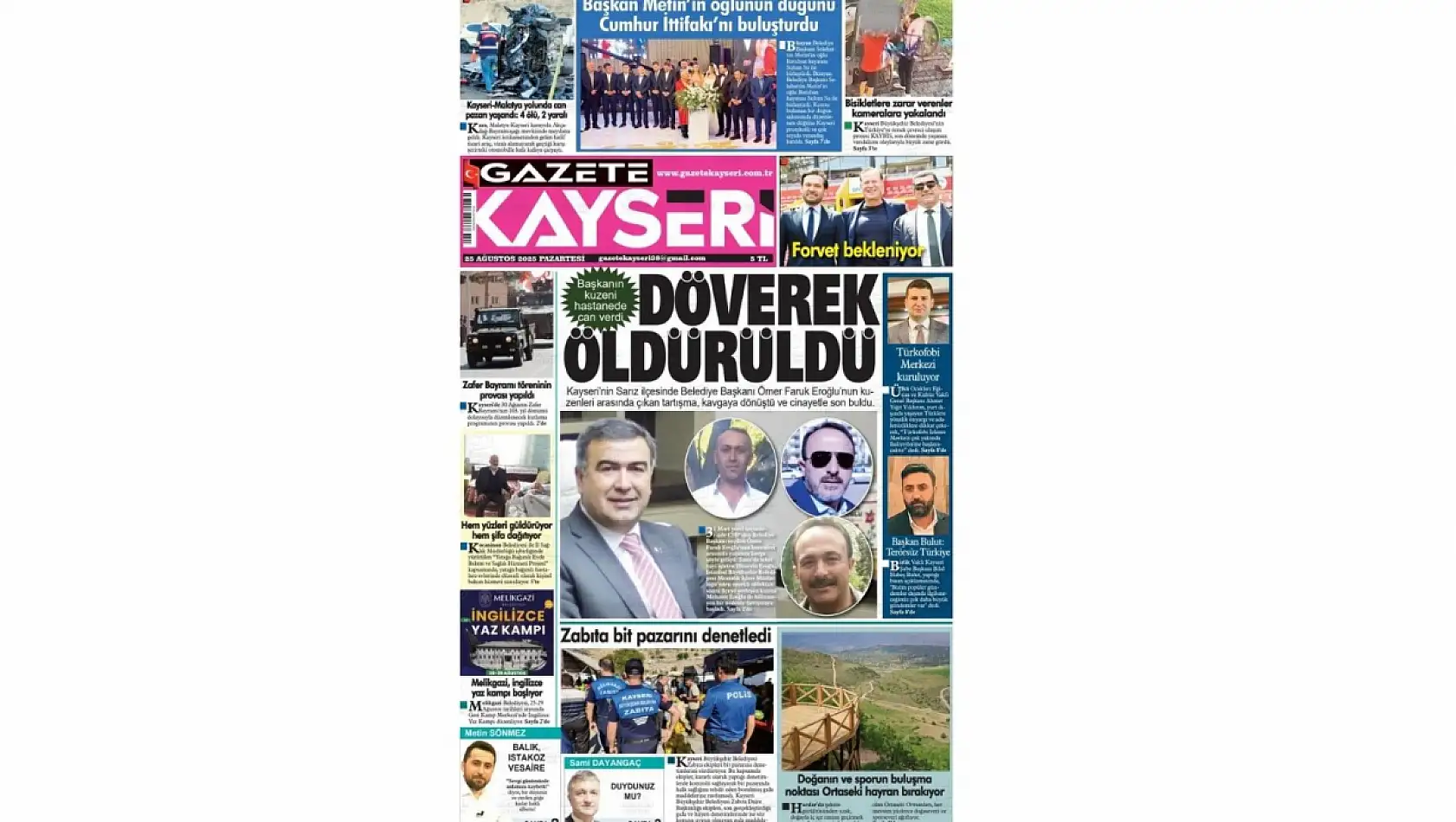 Kayseri gazeteleri 25 Ağustos Pazartesi gündemi – İşte öne çıkan manşetler!