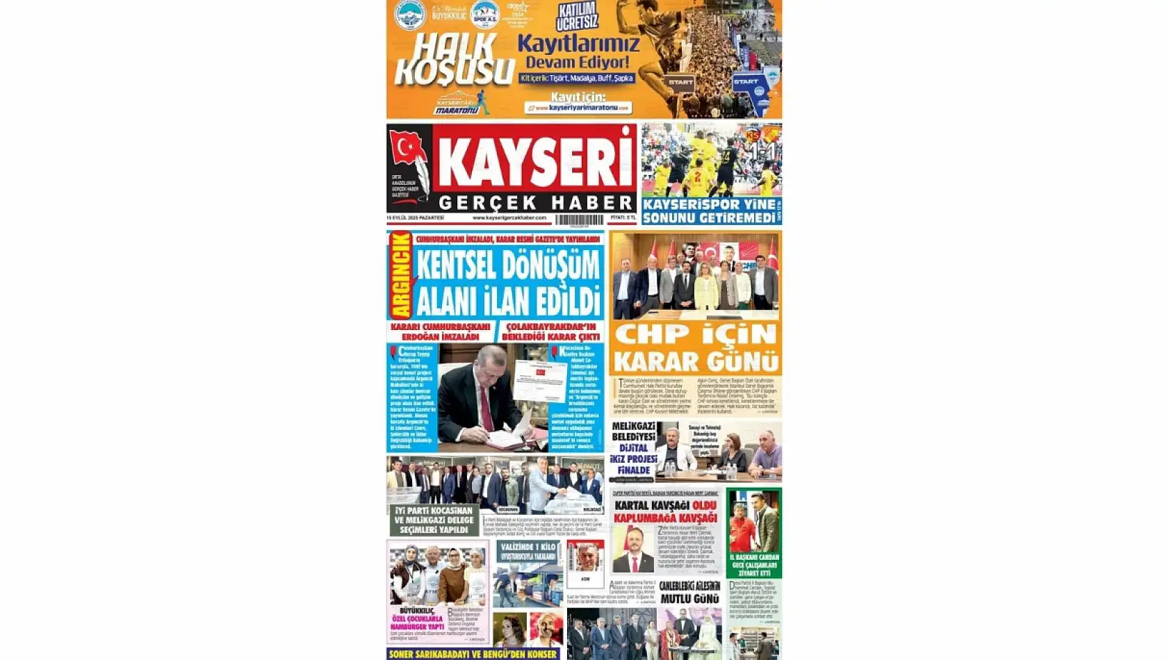 Kayseri Gazetelerinde 15 Eylül Pazartesi gündemi – Çiftçiler ve Argıncık...