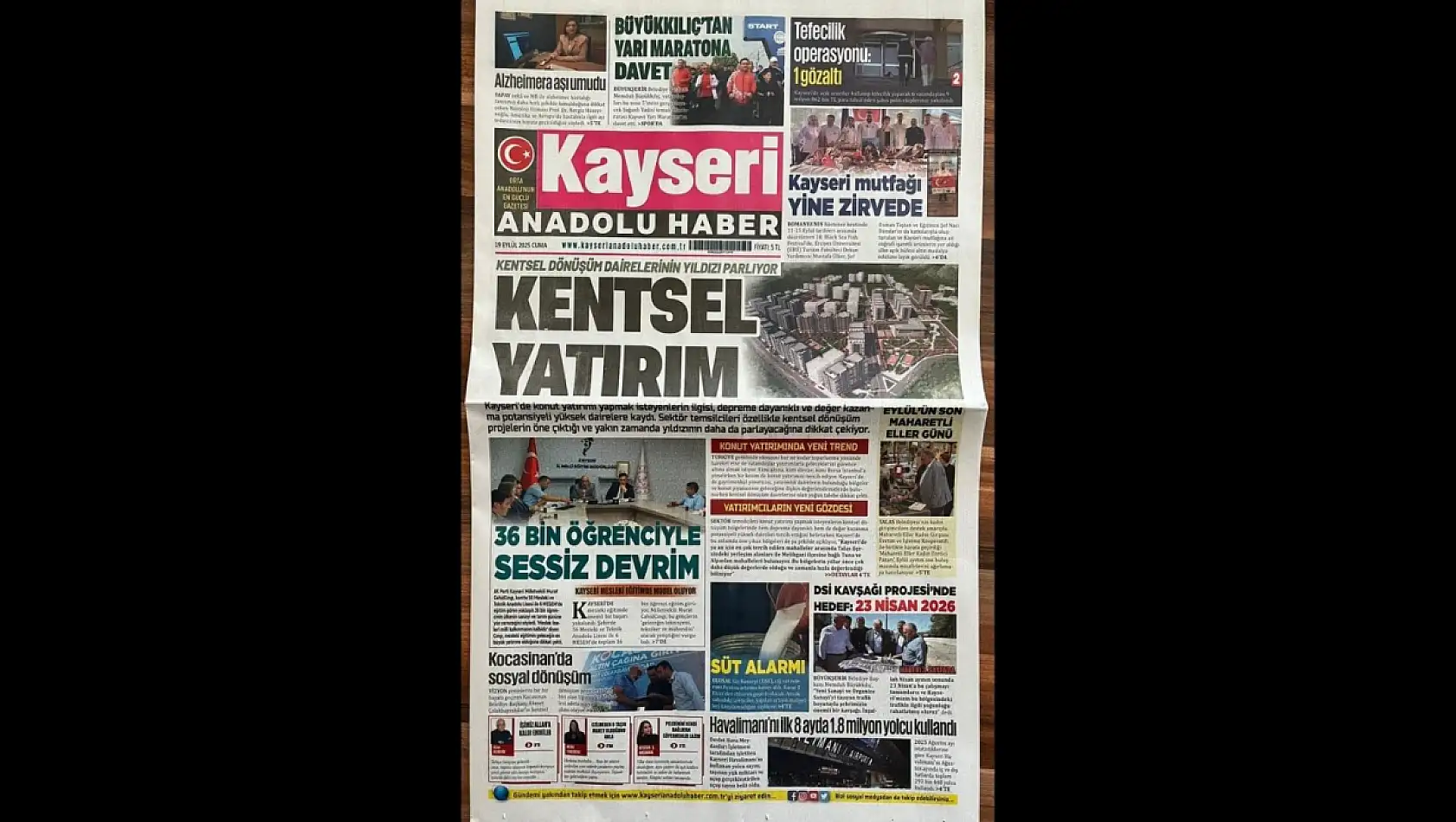 Kayseri yerel gazetelerinin 19 Eylül manşeti ne oldu: Şehrin gündeminde neler var?