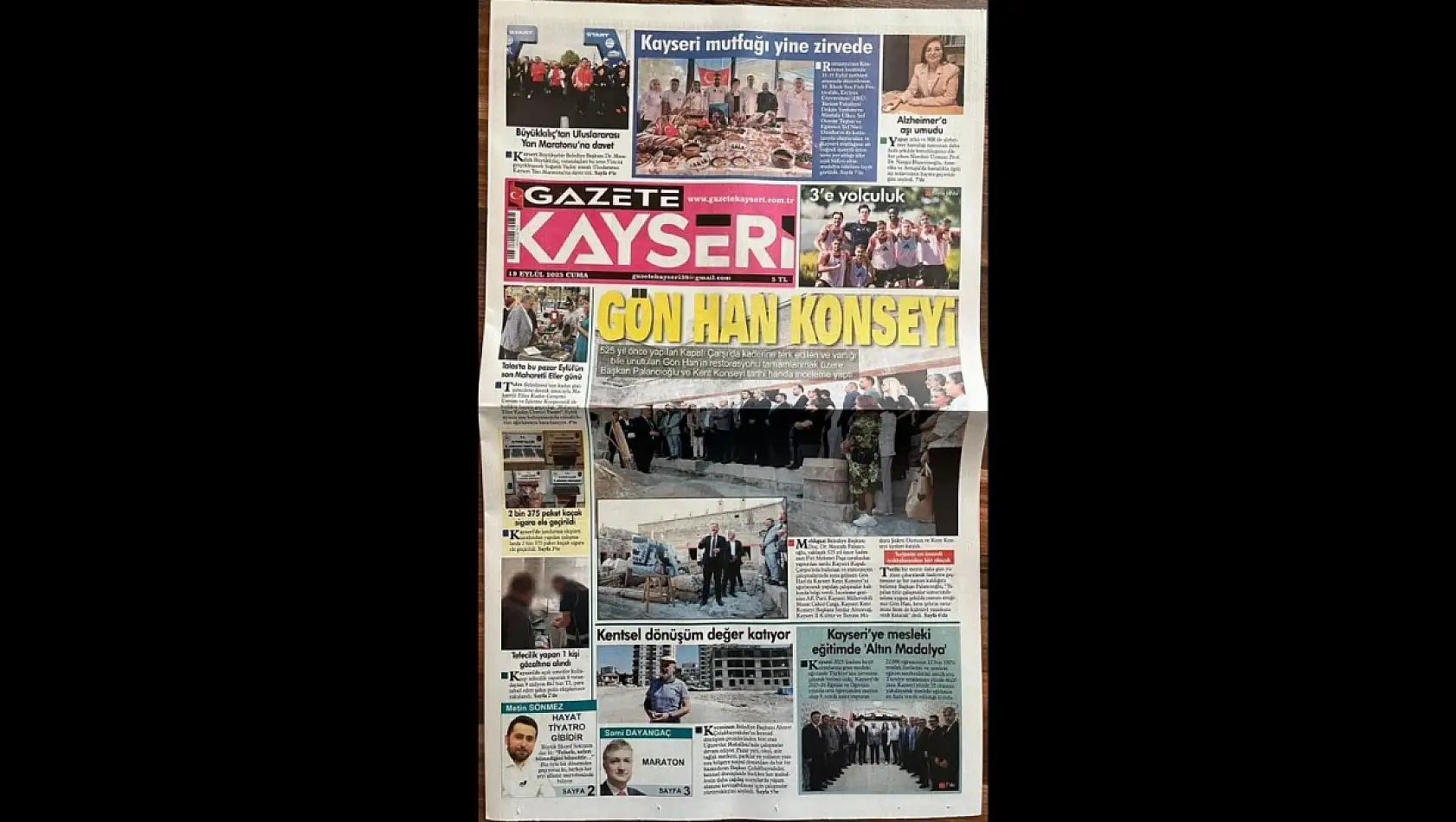 Kayseri yerel gazetelerinin 19 Eylül manşeti ne oldu: Şehrin gündeminde neler var?