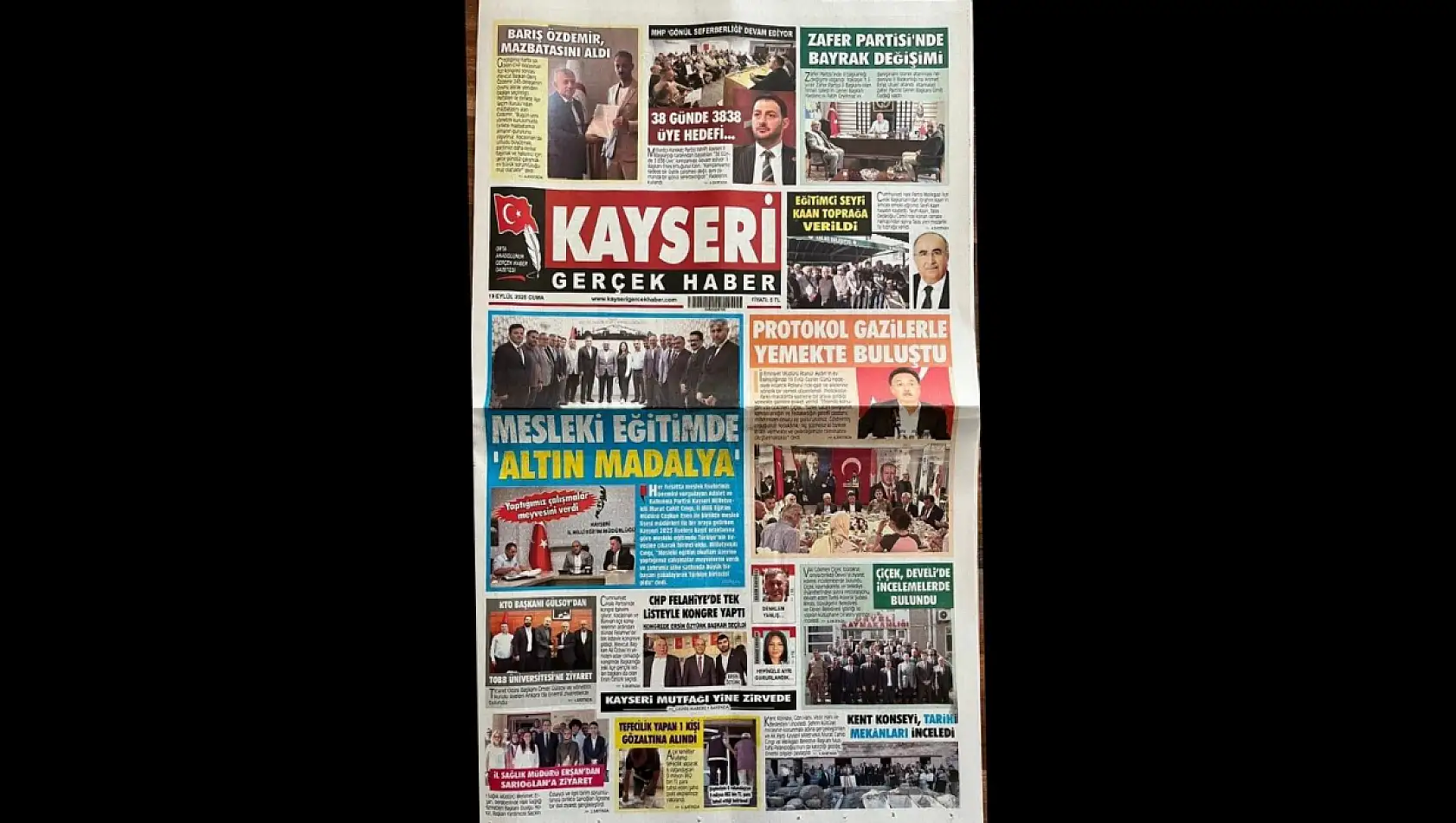 Kayseri yerel gazetelerinin 19 Eylül manşeti ne oldu: Şehrin gündeminde neler var?