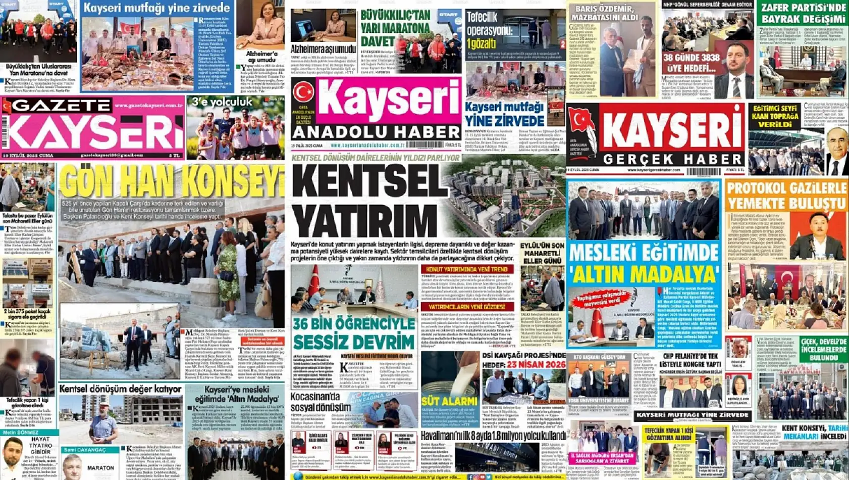 Kayseri yerel gazetelerinin 19 Eylül manşeti ne oldu: Şehrin gündeminde neler var?