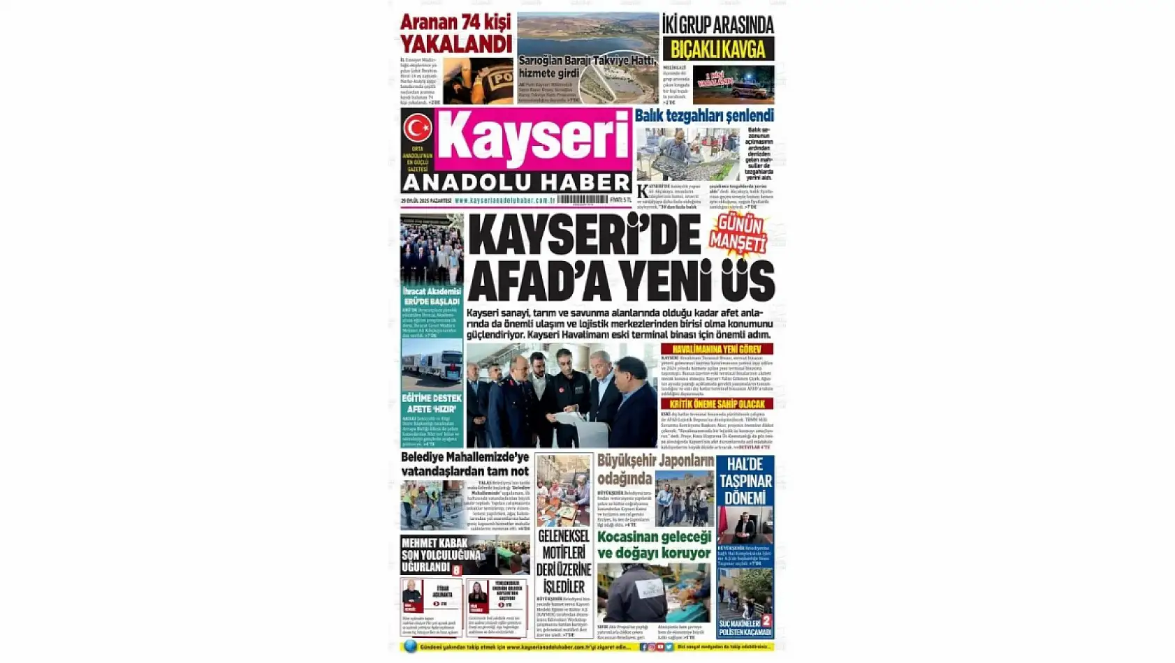 Kayseri gazeteleri 29 Eylül Pazartesi gündemi – İşte öne çıkan manşetler!