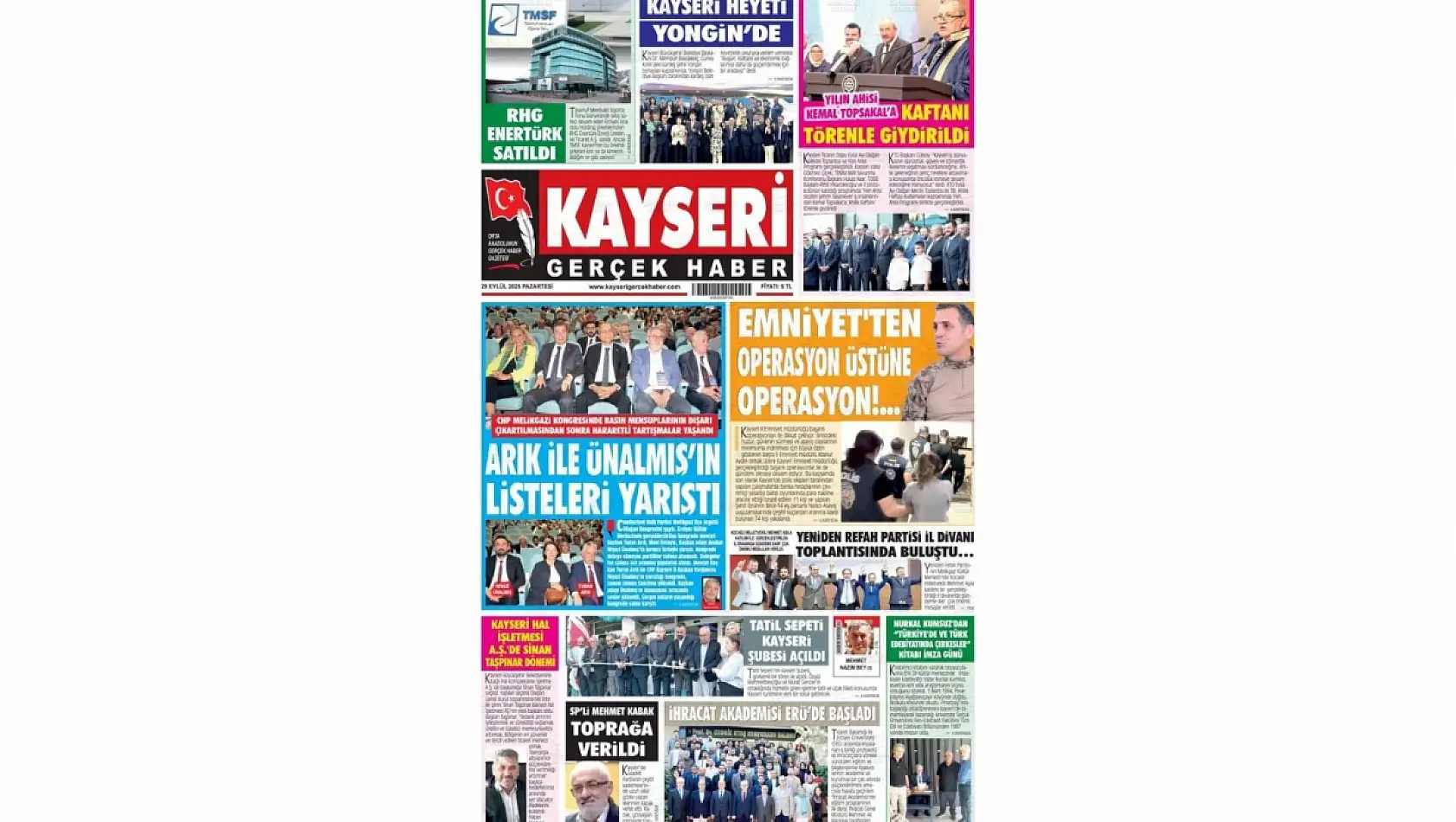 Kayseri gazeteleri 29 Eylül Pazartesi gündemi – İşte öne çıkan manşetler!