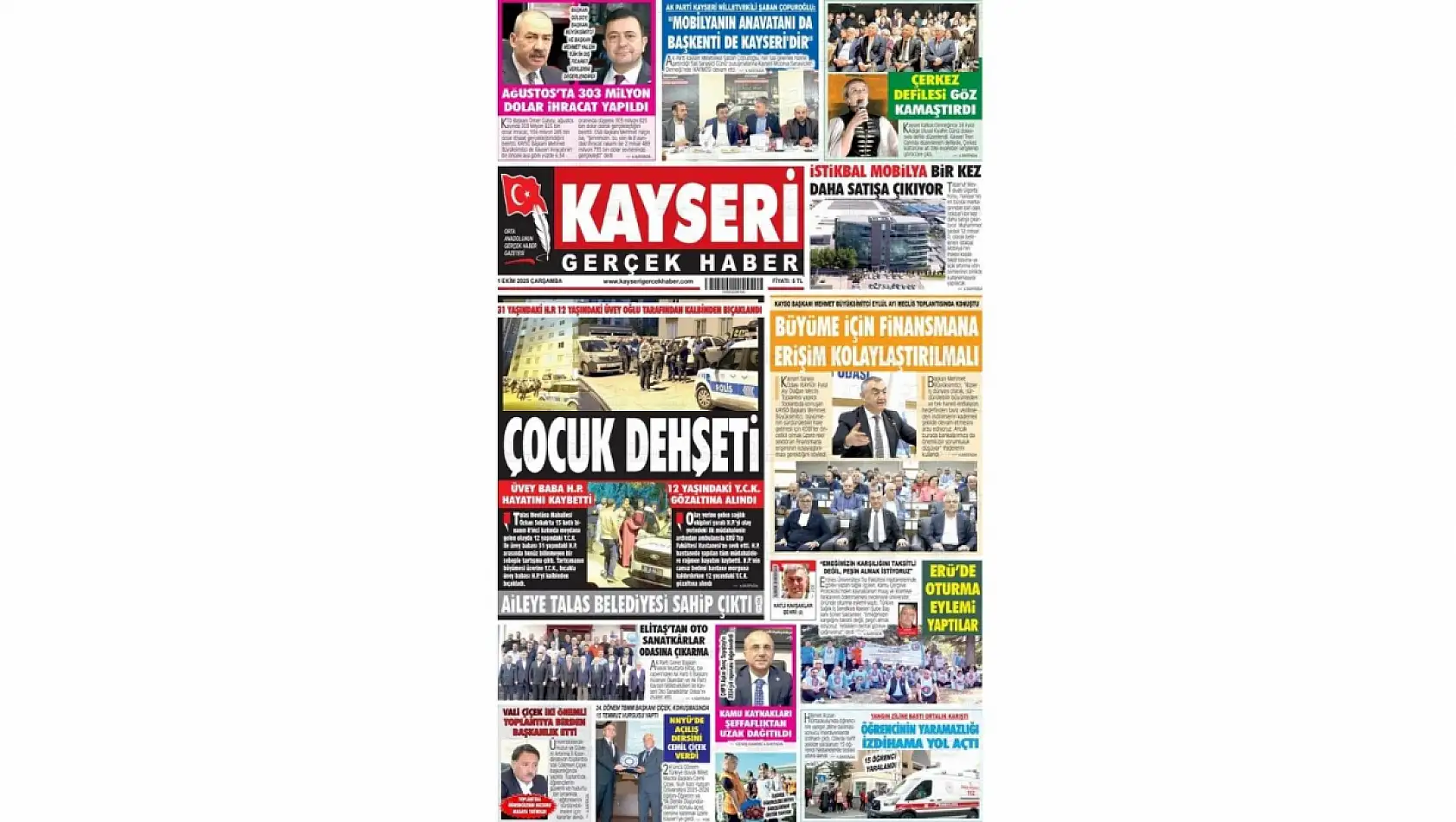 İşte Kayseri Gazetelerinde 1 Ekim Çarşamba gündemi…