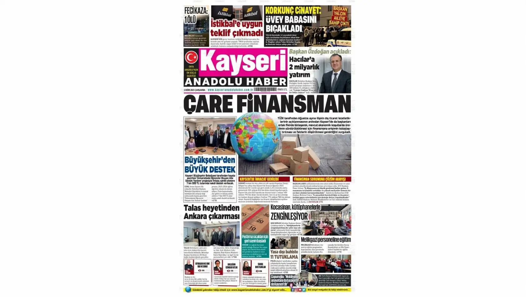 İşte Kayseri Gazetelerinde 1 Ekim Çarşamba gündemi…