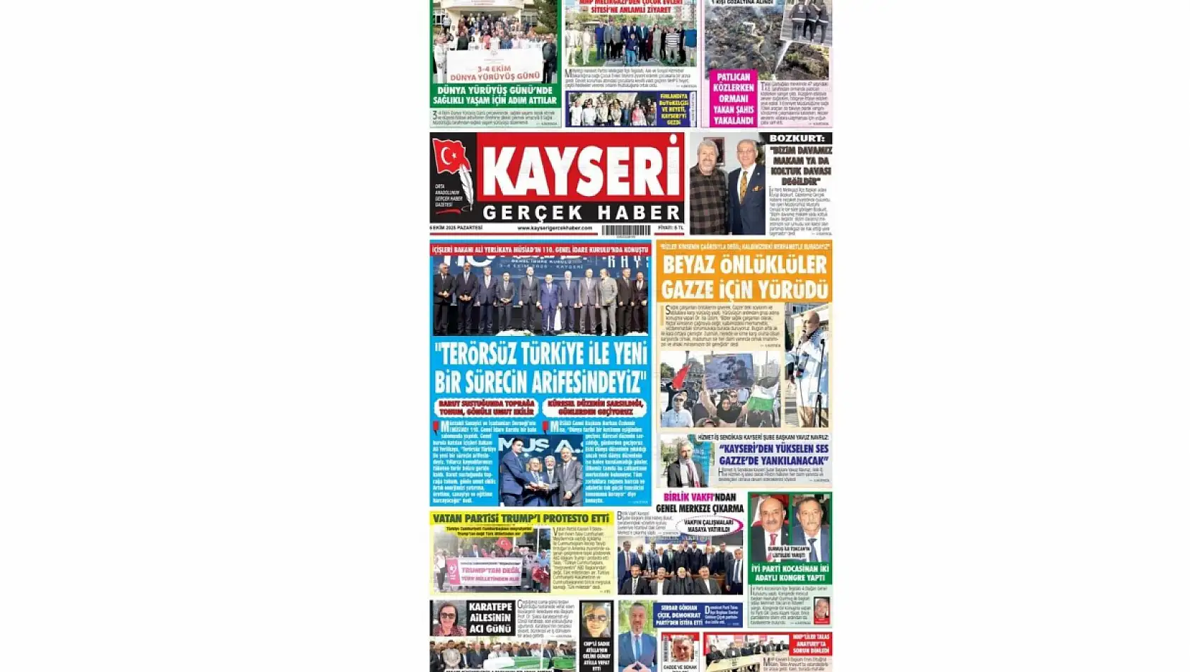 Kayseri gazeteleri 6 Ekim Pazartesi gündemi – İşte öne çıkan manşetler!
