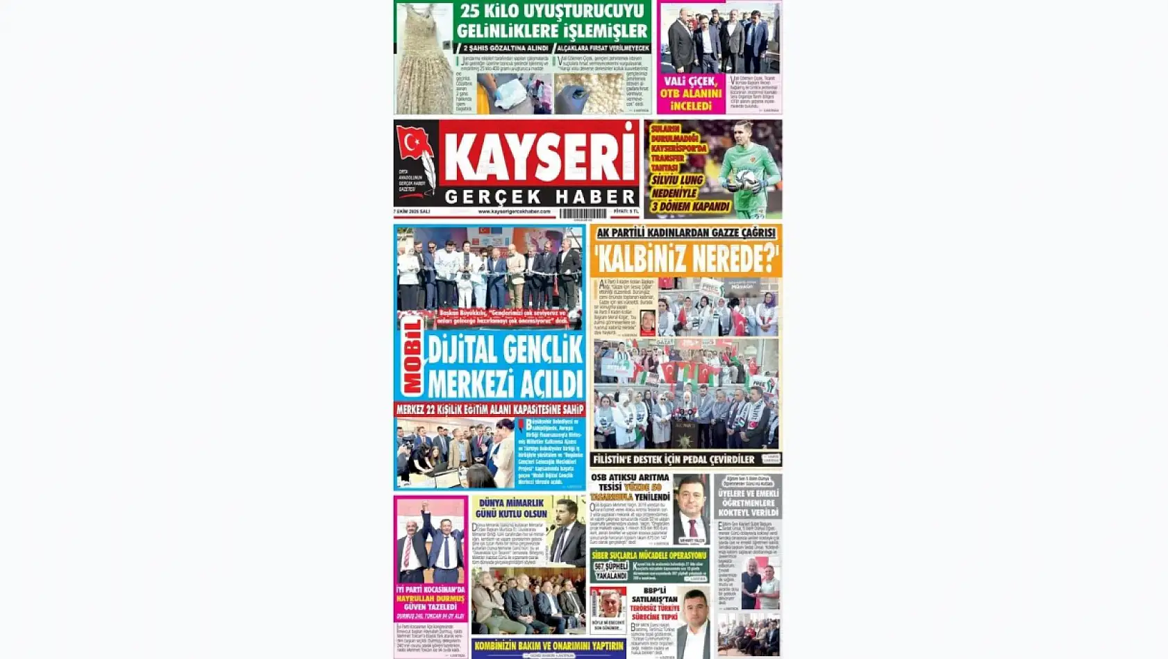 İşte Kayseri Gazetelerinde 7 Ekim Salı gündemi…