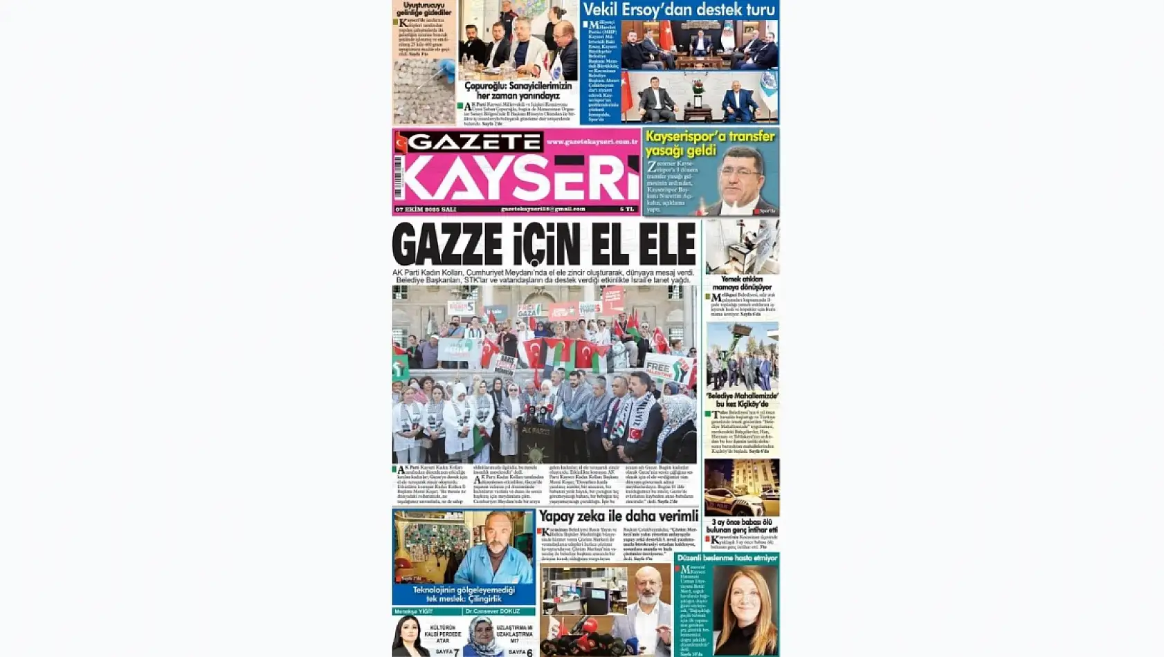 İşte Kayseri Gazetelerinde 7 Ekim Salı gündemi…