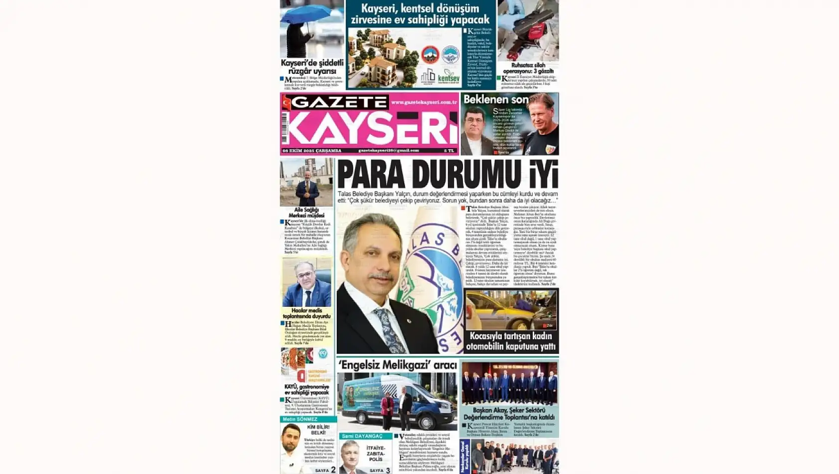 Kayseri basını 8 Ekim Çarşamba gününe böyle başladı – İşte öne çıkan manşetler!