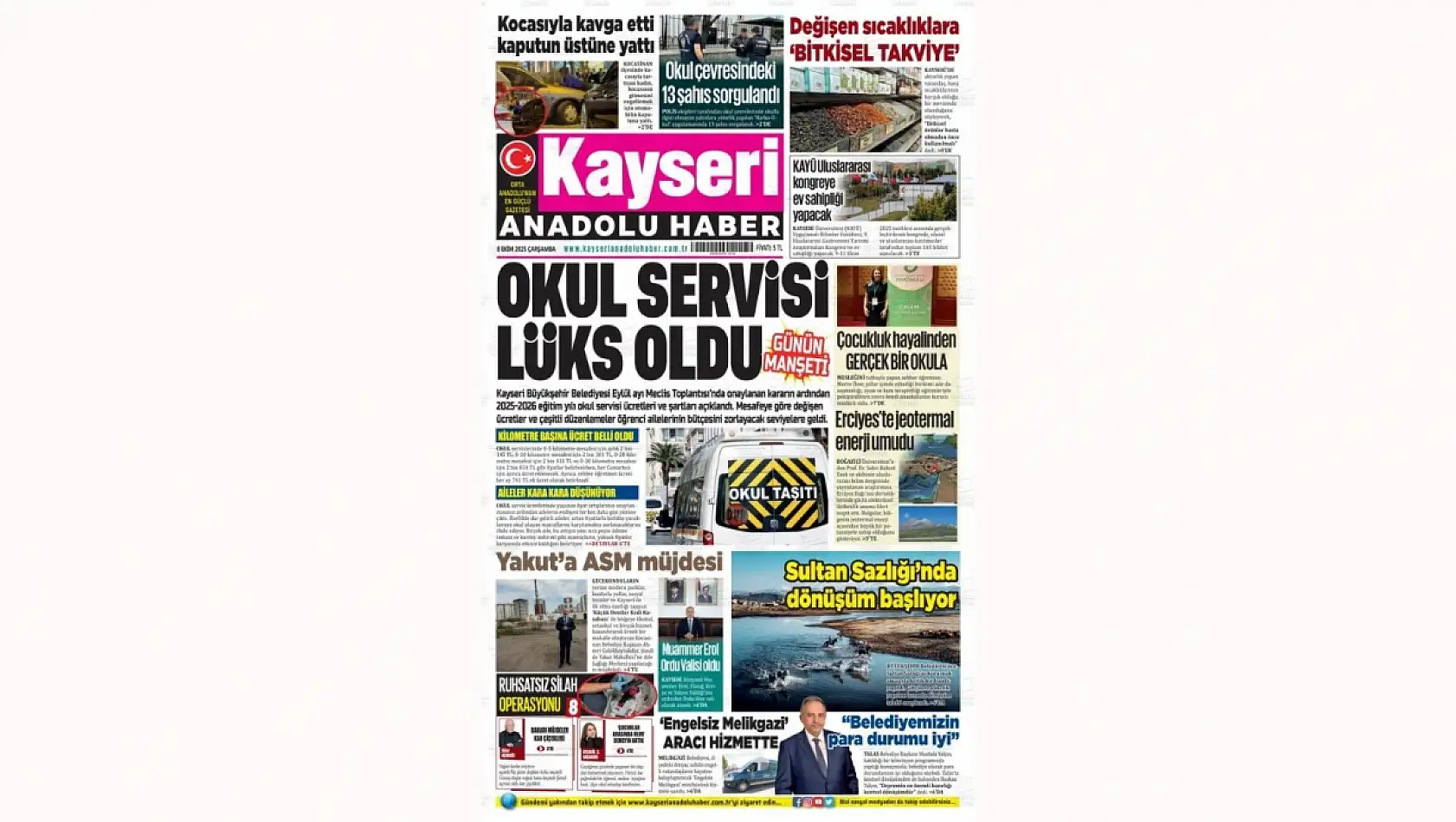 Kayseri basını 8 Ekim Çarşamba gününe böyle başladı – İşte öne çıkan manşetler!