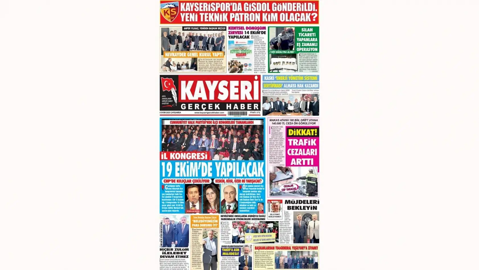 Kayseri basını 8 Ekim Çarşamba gününe böyle başladı – İşte öne çıkan manşetler!