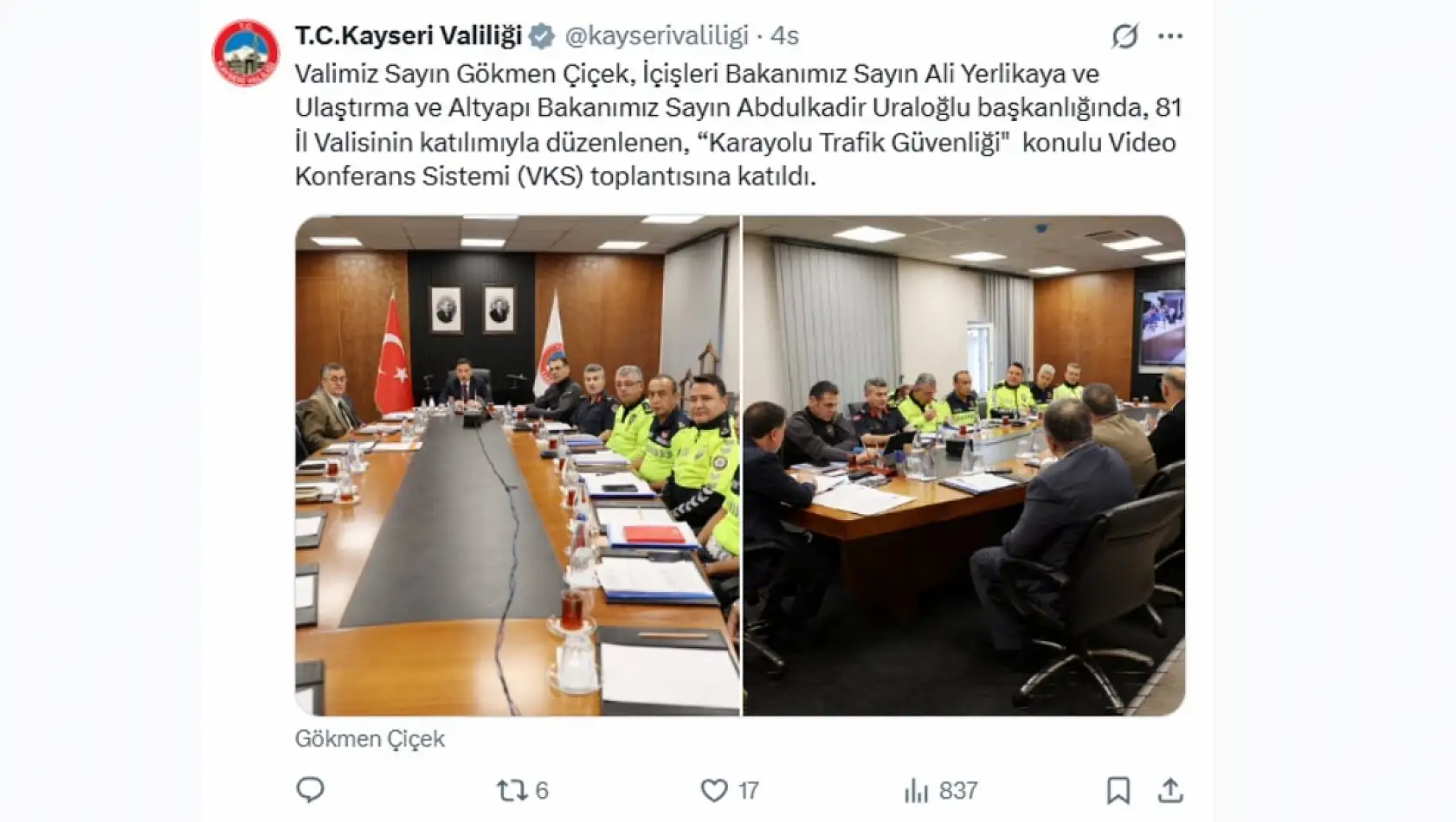Kayseri'de 8 Ekim Çarşamba günü sosyal medya hesaplarında neler paylaşıldı?
