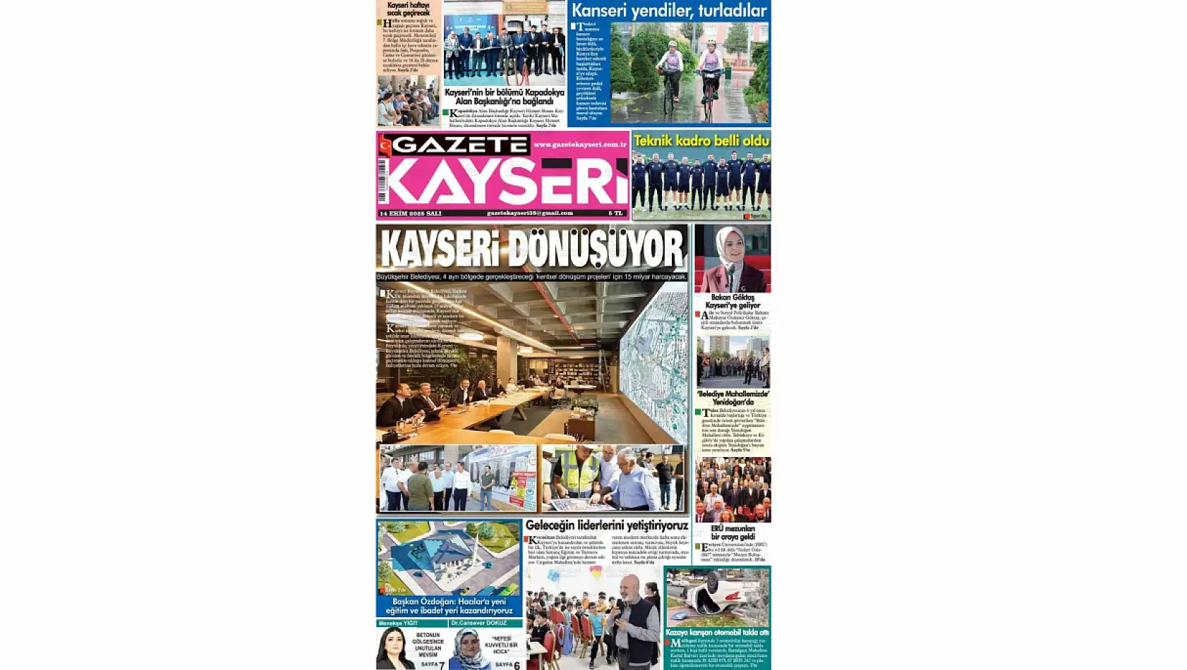 Kayseri gazetelerinde 14 Ekim'de hangi başlıklar gündem oldu?