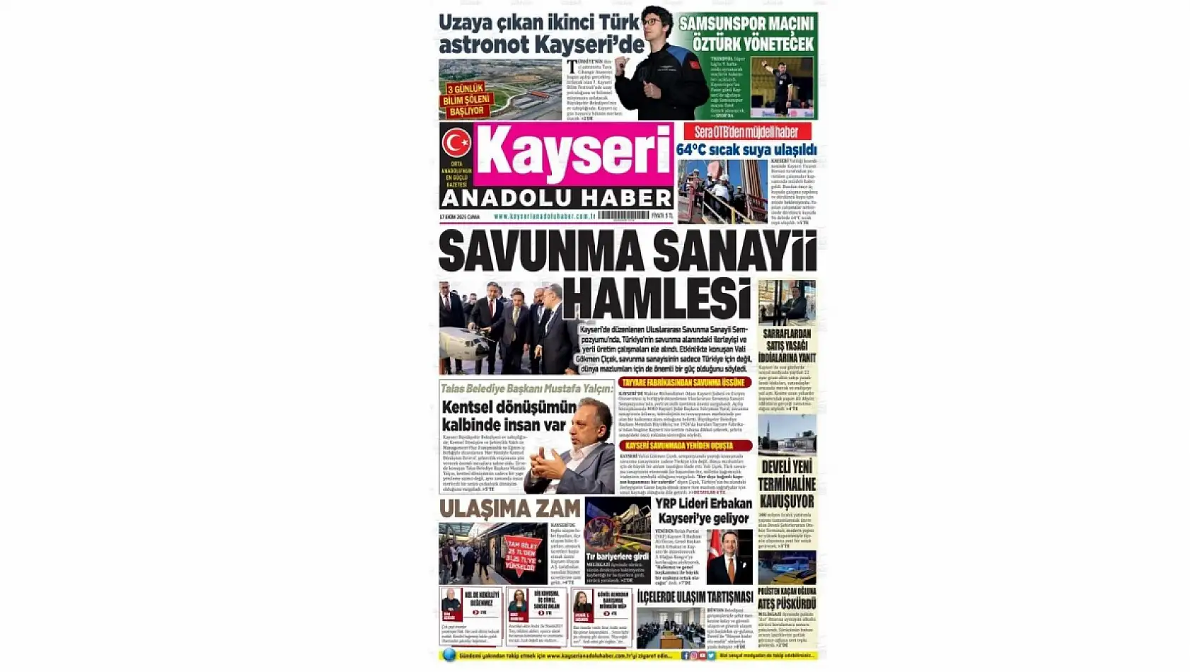 Kayseri gazeteleri 17 Ekim Cuma gündemi – İşte öne çıkan manşetler!