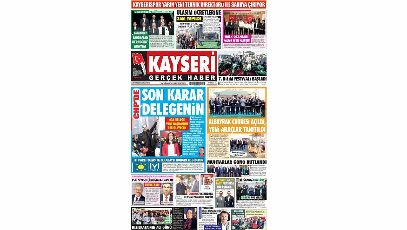 Kayseri Gazetelerinde 18 Ekim Cumartesi gündemi – Müjde, Melikgazi ve CHP Kayseri...