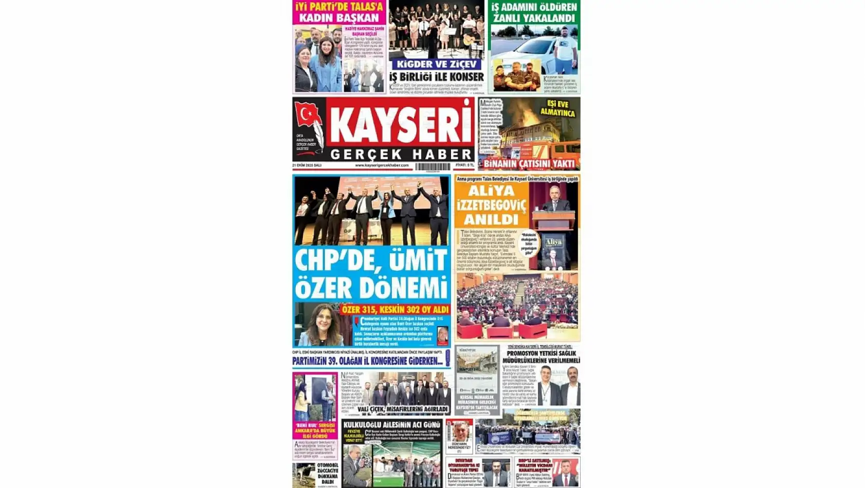 Kayseri gazeteleri 21 Ekim Salı gündemi – İşte öne çıkan manşetler!