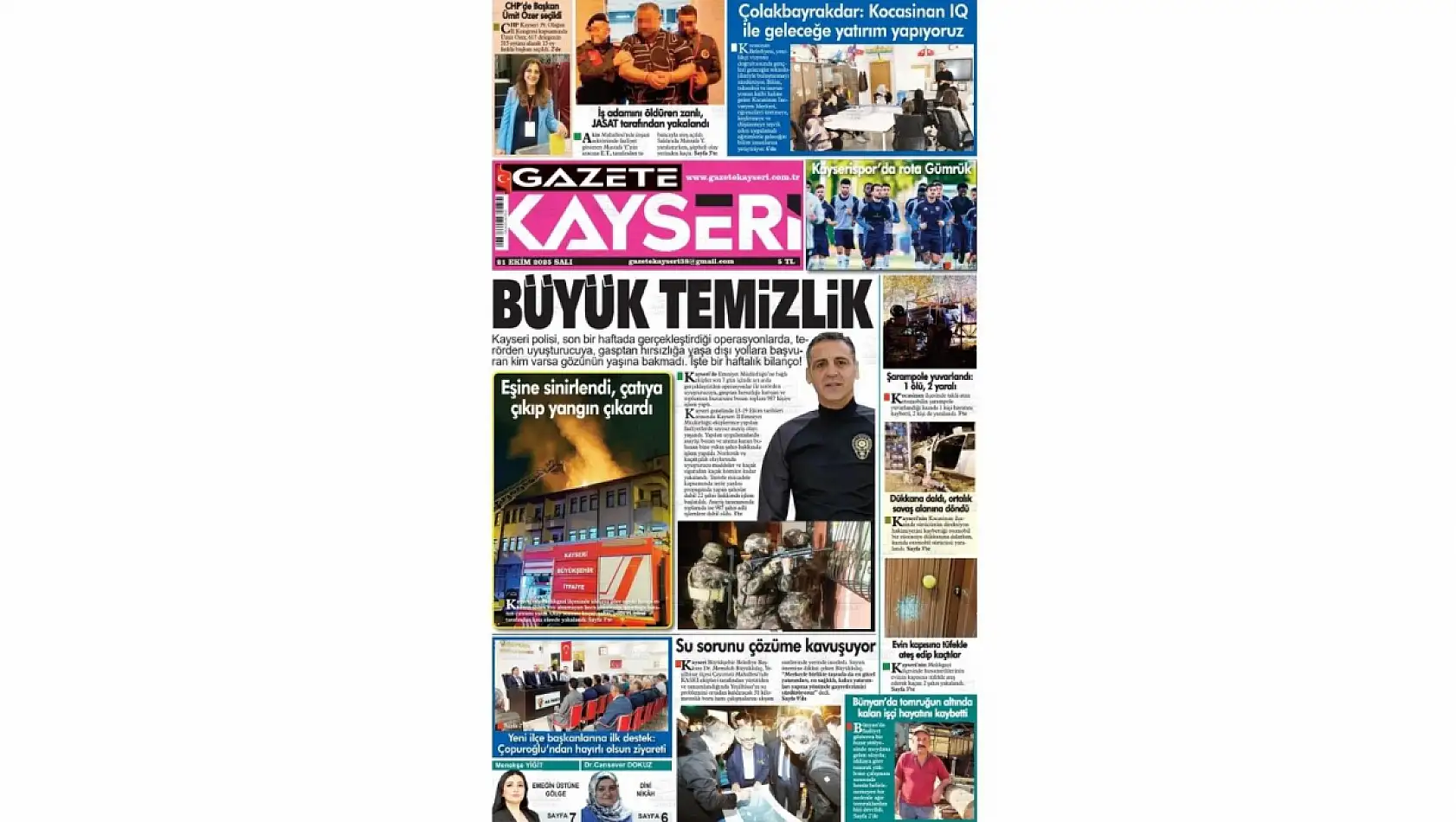 Kayseri gazeteleri 21 Ekim Salı gündemi – İşte öne çıkan manşetler!