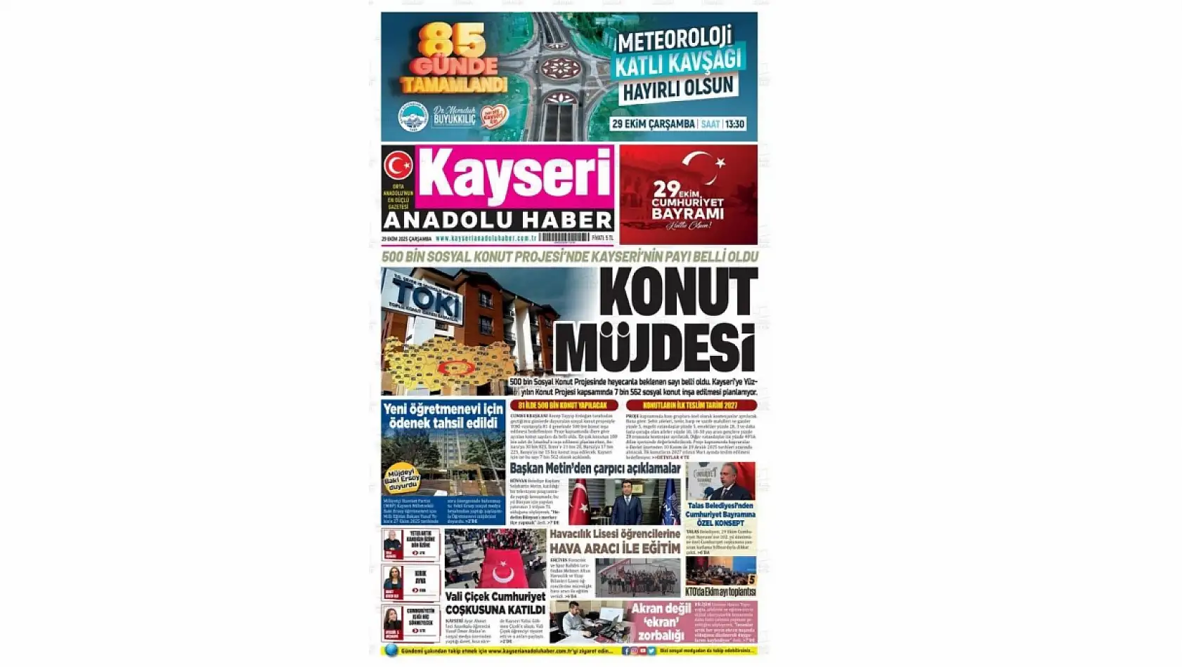 Kayseri gazetelerinde 29 Ekim manşeti ne oldu?  İşte öne çıkan başlıklar!