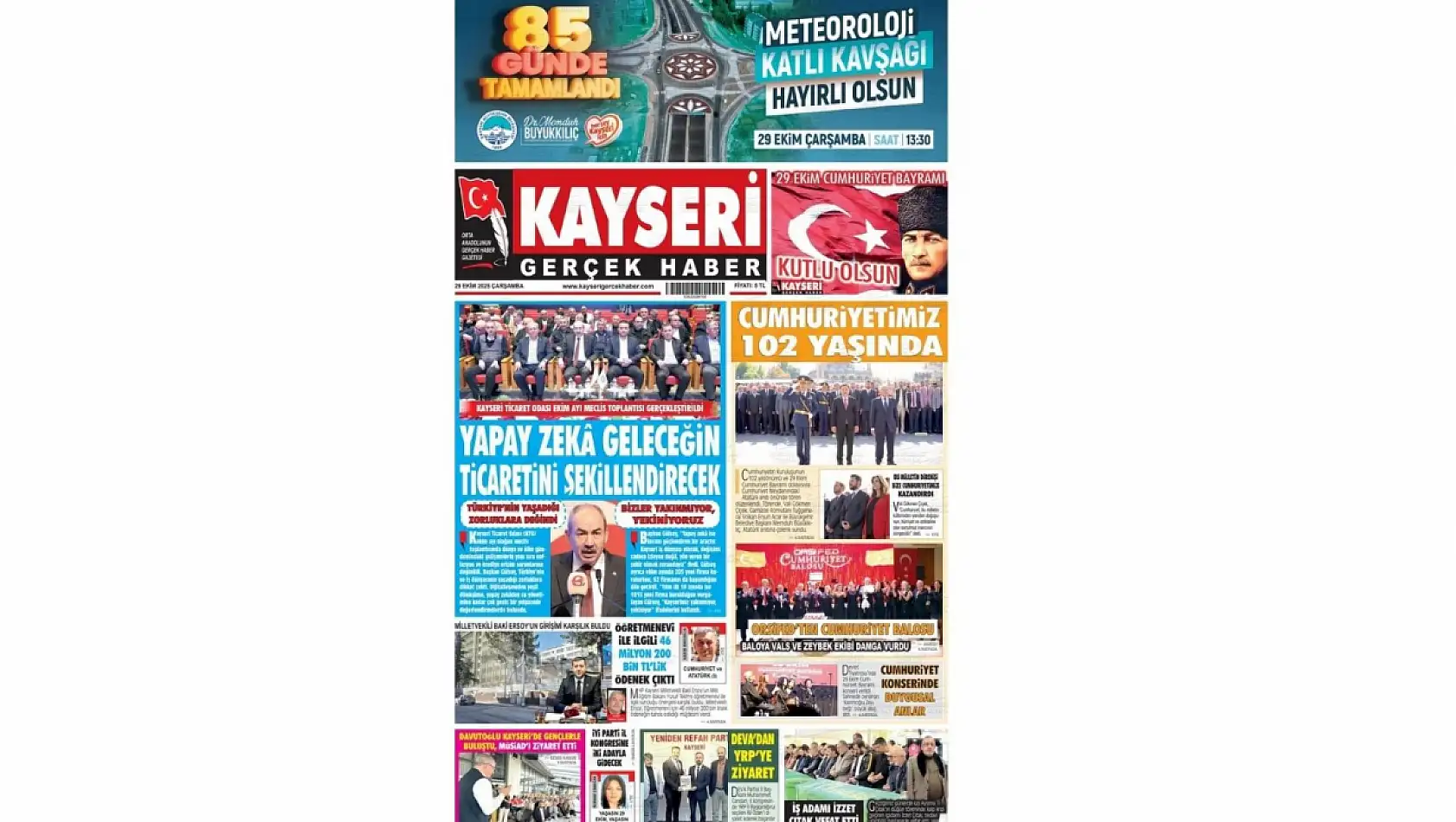 Kayseri gazetelerinde 29 Ekim manşeti ne oldu?  İşte öne çıkan başlıklar!