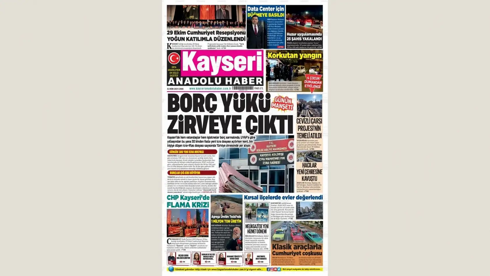 Kayseri gazeteleri 31 Ekim 2025 tarihi gündemini belirledi: İşte öne çıkan manşetler!